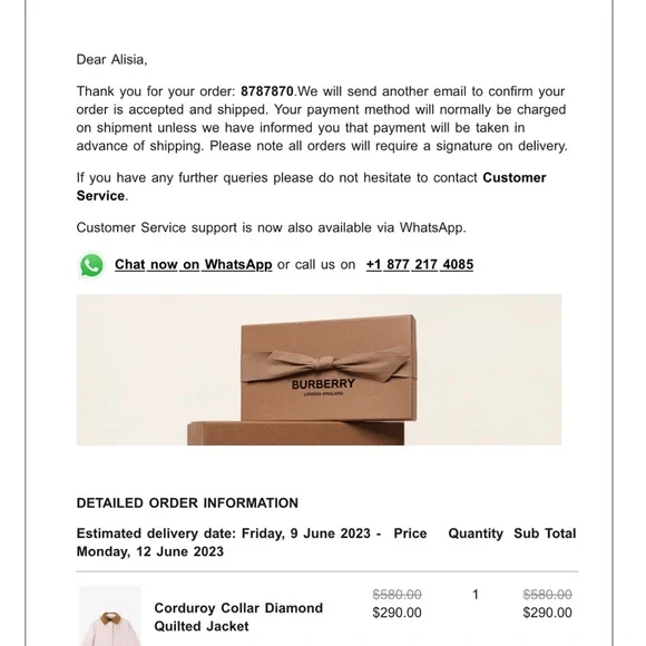 Burberry Kids Light Pink Quilted Puffer Jacket - Picture 10 of 10